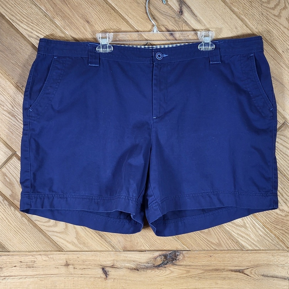 Natural Reflections Shorts Womens 24W Chino Cotton Casual Navy Blue Pockets